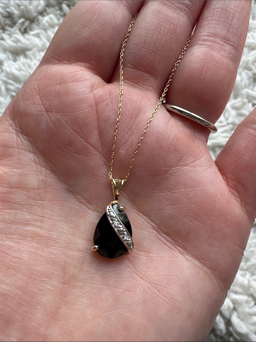 14K Onyx and Diamond Necklace‎
